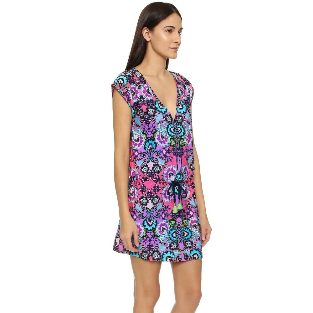 Nanette Lepore Womens Swim Coverup Dress Bright Colorful Lounging Pool Beach L